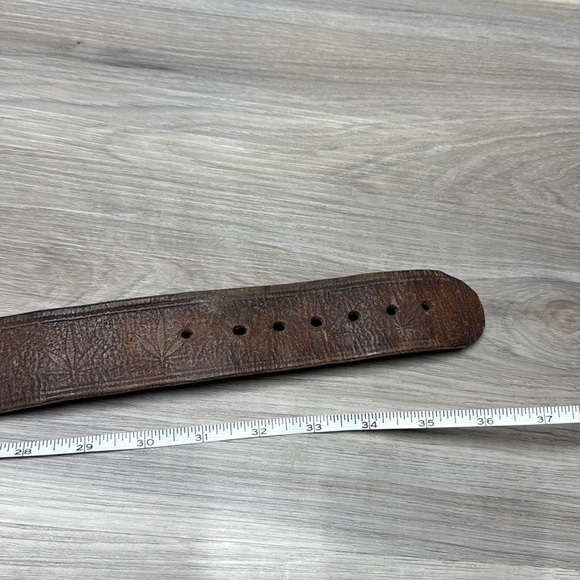 Vintage Chevy belt with hemp leaves Brown Leather Belt - Picture 5 of 8